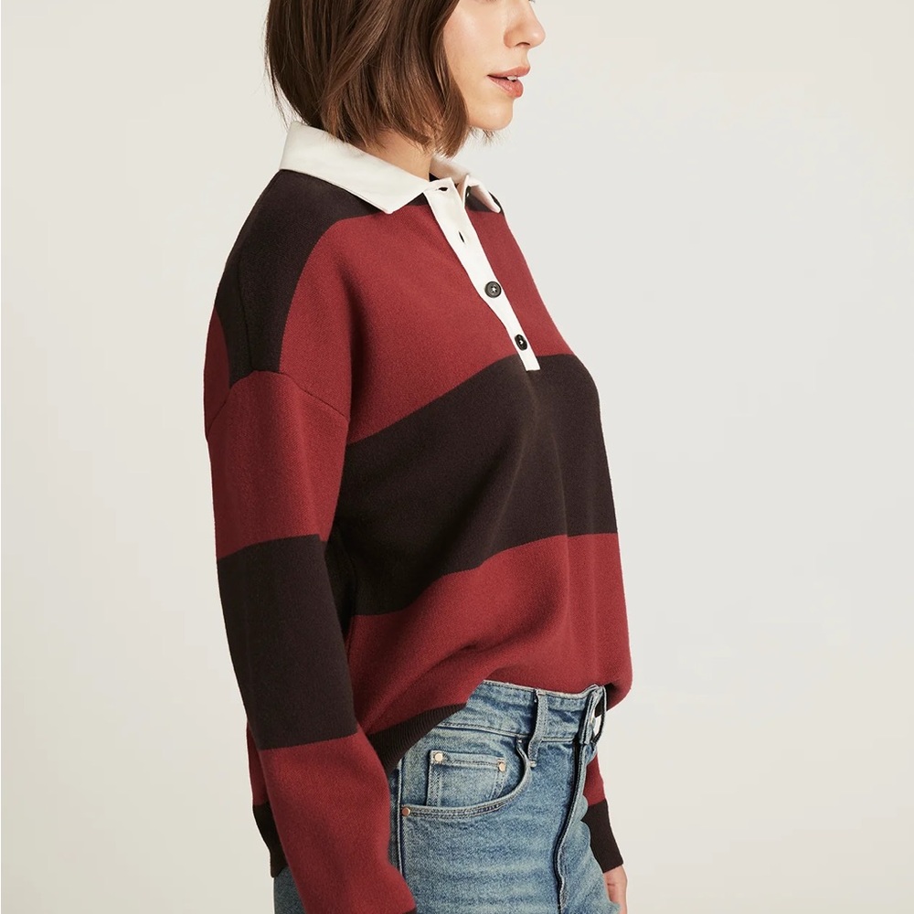 Mavi Red and Black Polo Shirt with White Collar